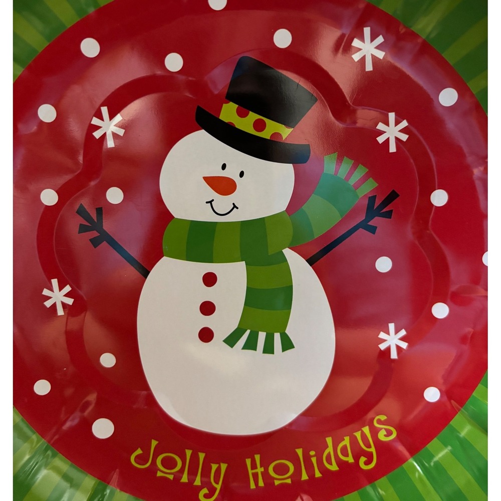 Jolly Holidays Snowman Tin Plate Decorative Christmas Serving Platter preowned